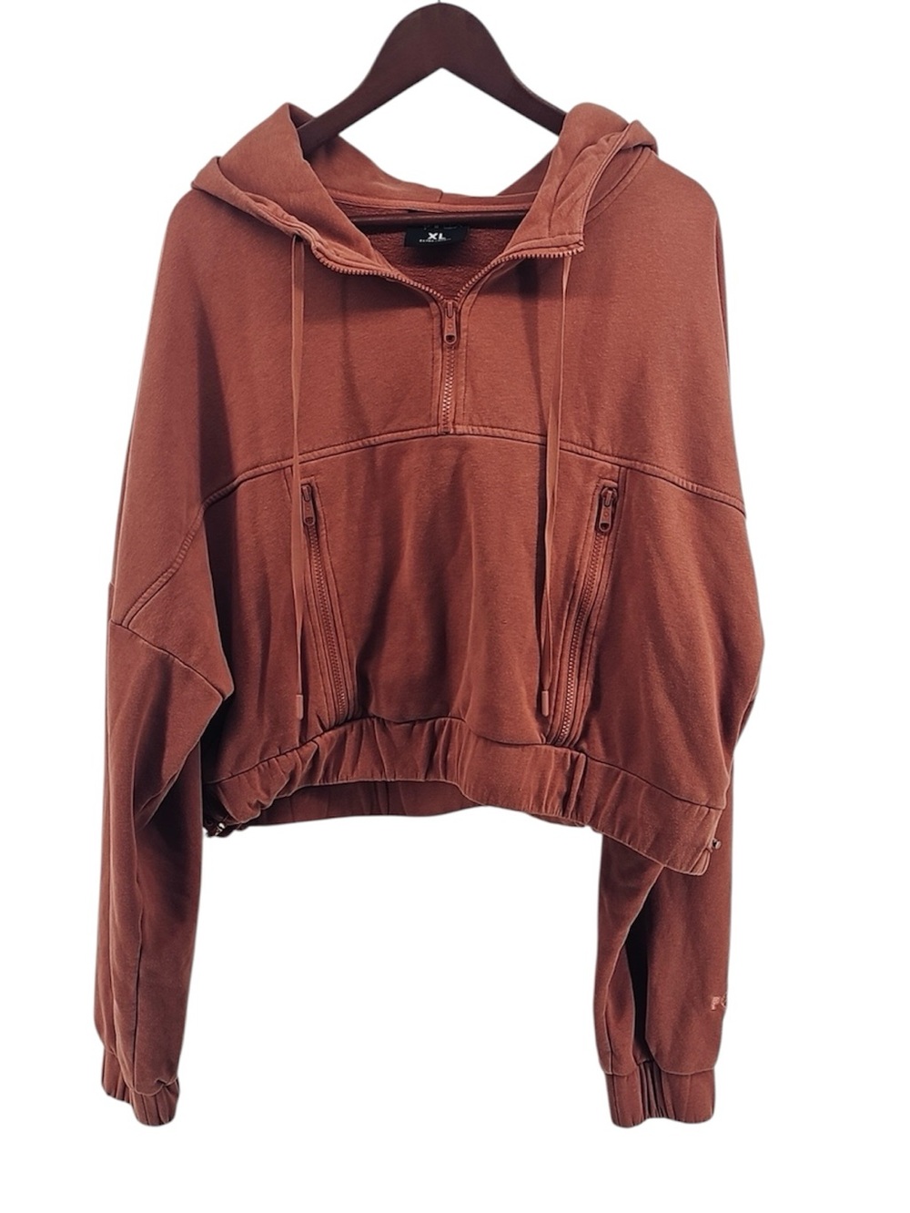 🦋 Popflex Cropped Zip-Front Hooded Pullover, Size XL